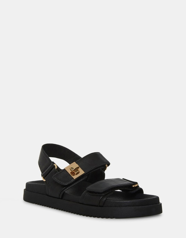 Steve Madden - Mona Black Leather Sandals