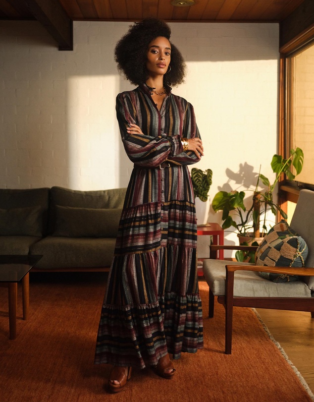 Forcast - Roxana Linen Tiered Maxi Dress