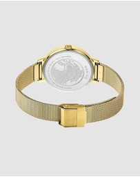 Bering - Bering Classic Ladies 34mm Round Gold Case Gold Mesh Strap Watch