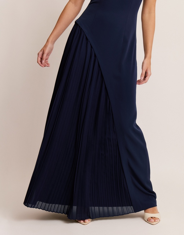 Six Stories - Cap Sleeve Pleated Maxi Dress