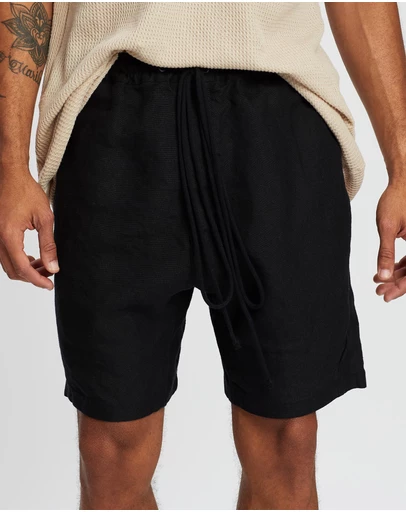 Surrounded By Ghosts - The Obsidian Linen Drawstring Shorts