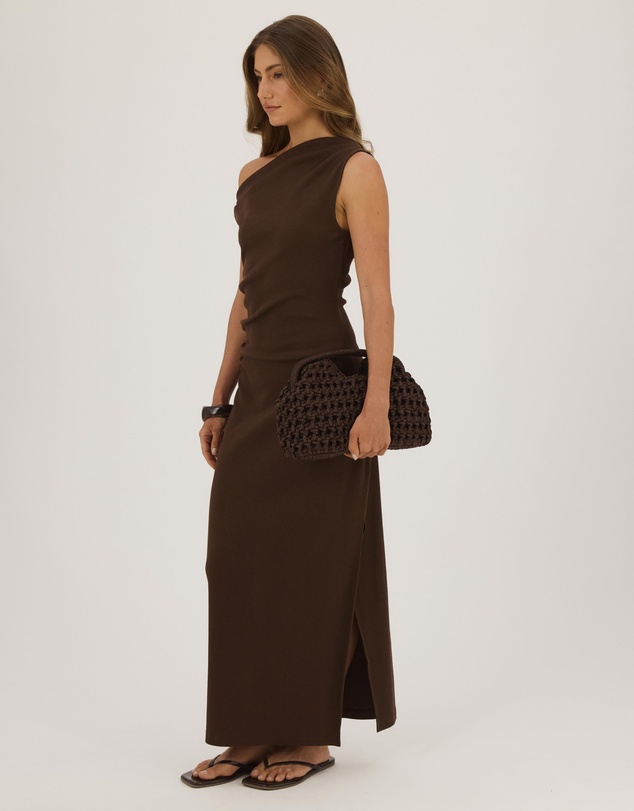 Atmos&Here - Heidi Organic Cotton Rib Off Shoulder Midi Dress