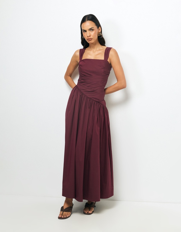 AERE - Kylara Ruched Midi Dress