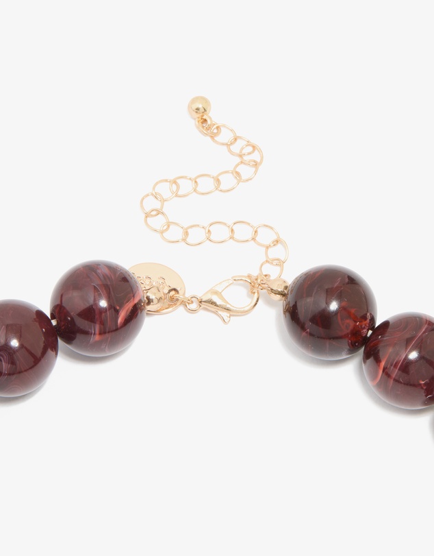 Lovisa - Gold Dark Red Marble Beaded Necklace