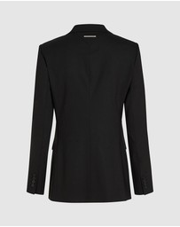 Karl Lagerfeld - Belted Contrast Lapel Blazer