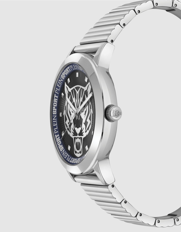 Plein Sport - PLEIN IRON TIGER 44mm White Silver dial and Silver-tone bracelet