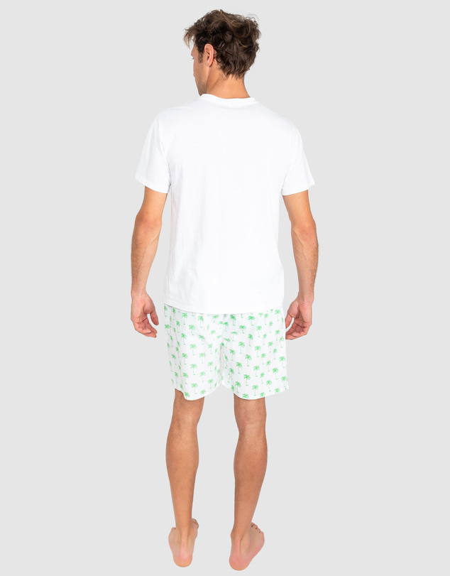 Sant And Abel - Men's Green Palm Tree Sleep Shorts