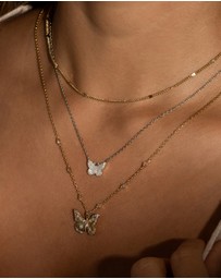 Wanderlust + Co - Butterfly Rainbow & Gold Necklace