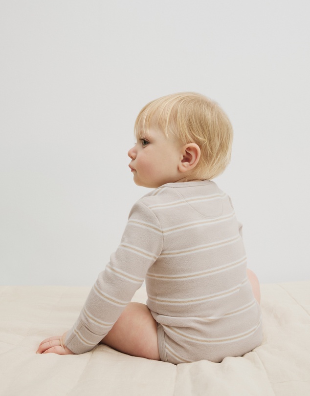 Country Road - Organically Grown Cotton Stripe Logo Long Sleeve Bodysuit