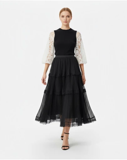 Mossée - Odette Tiered Lace Tulle Skirt