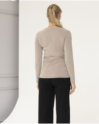 Angel Maternity - Basic Winter Maternity Long Sleeve Tee in Taupe