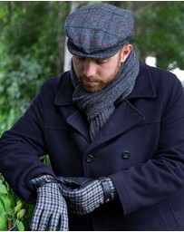 DENTS - Abraham Moon Check Tweed Flat Cap