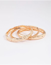Lovisa - Gold Multi Pack Textured Bangles