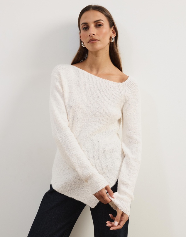 Atmos&Here - Toni Long Sleeve Knit With Asymmetric Neckline And Hem