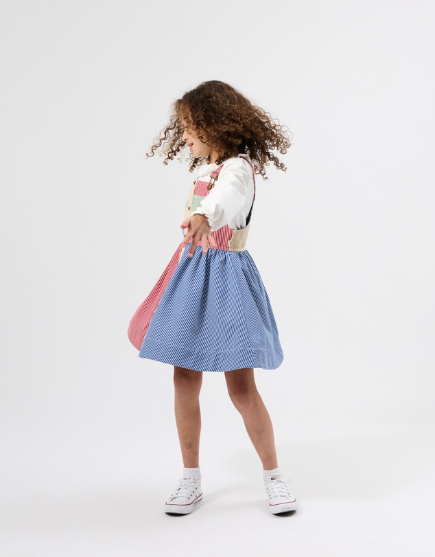 Goldie + Ace - Patchwork Stripe Heidi Pinafore Dress - Babies-Kids