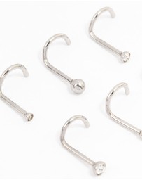Lovisa - Surgical Steel Corkscrew And Ball Nose 6-Pack
