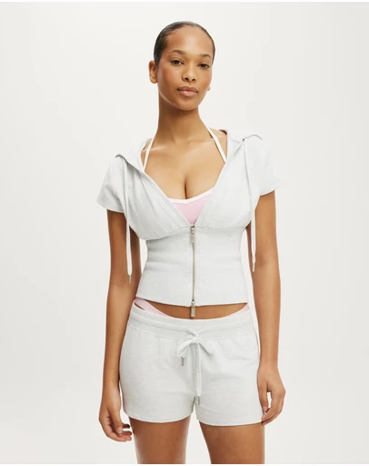Cotton On Body Active - Sculpt Fleece Cap Sleeve Zip Through Top