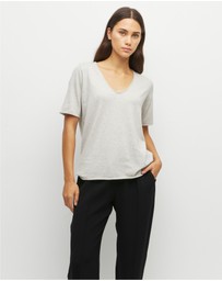 JH Lounge - JHL V-Neck T (Fine Cotton Cashmere) Soft Grey Marle