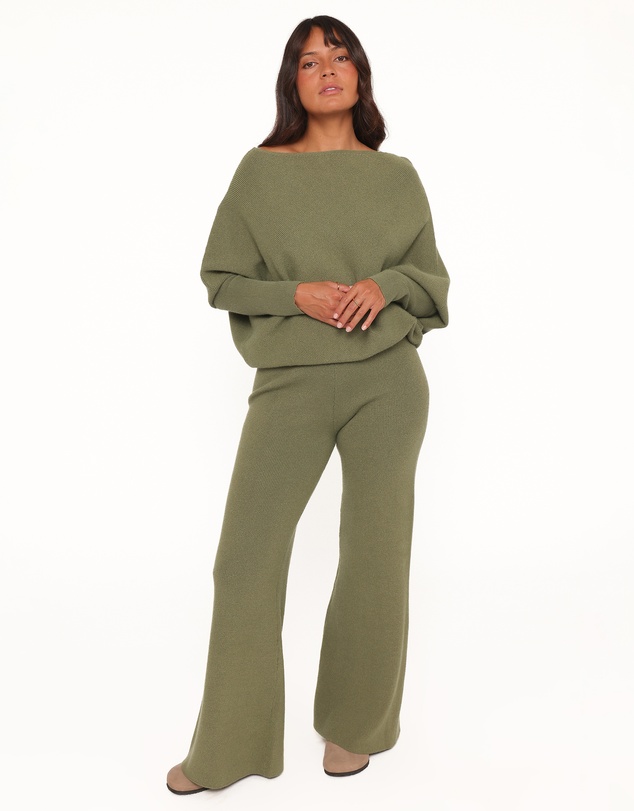 Petal & Pup - Gennie Knitted Pant Set - Avocado
