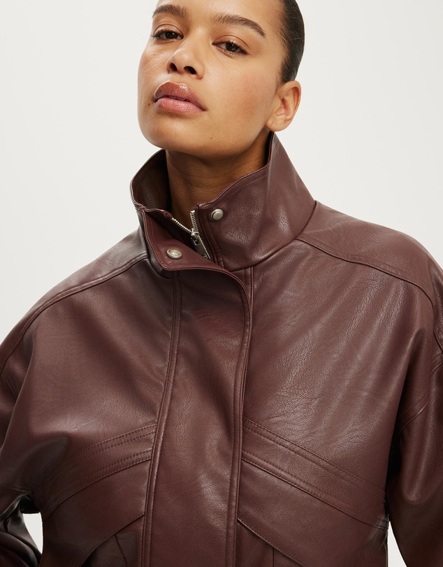 Cotton On - Theo Faux Leather Bomber