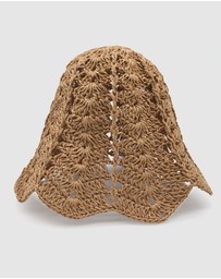 FORD MILLINERY - Daisy Crochet Bucket Hat (tan)