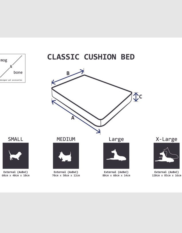 Mog & Bone - Classic Cushion Dog Bed - Black Metallic Cross Print