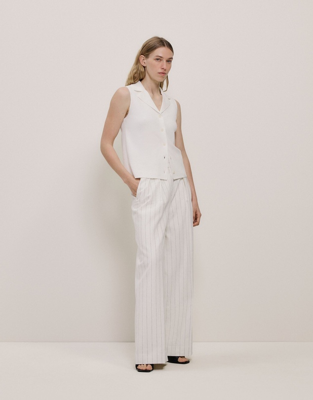 Trenery - Cotton Cashmere Knit Vest in Parchment