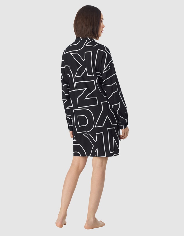 DKNY - Cotton & Viscose Long Sleeve Short Button-Up Nightgown