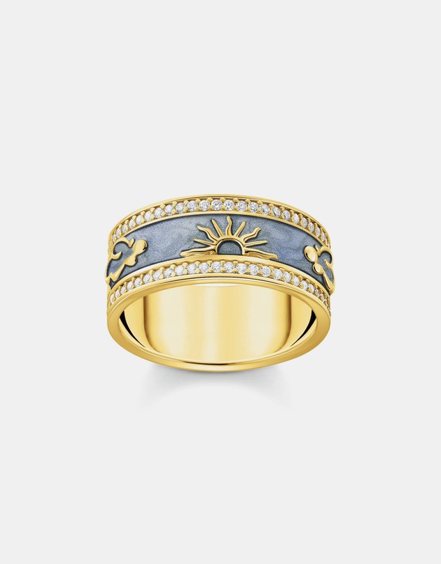 THOMAS SABO - Band Ring with Blue Cold Enamel and Cosmic Symbols