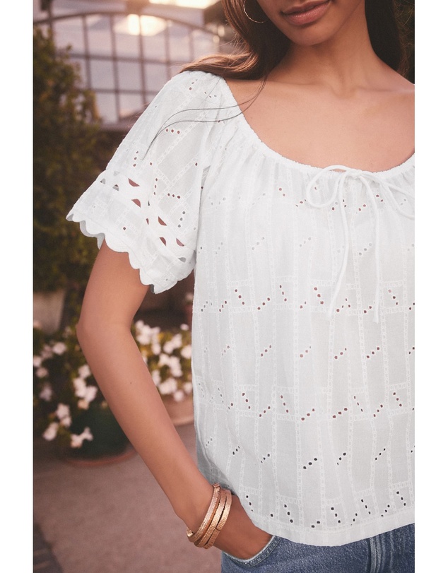NEXT - Broderie Short Sleeve Ric Rac Top