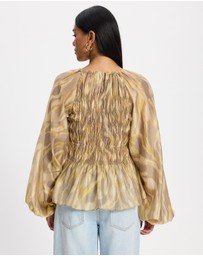& Other Stories - Balloon-Sleeve Smocked Blouse