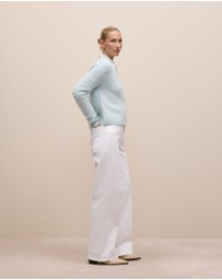 Trenery - Brushed Alpaca Button Through Cardigan in Faint Blue