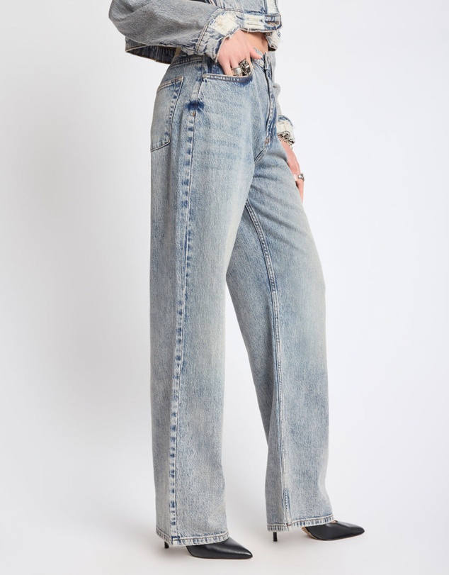 ONE TEASPOON - Icon High Waist Straight Leg Denim Jeans - Cloud Blue
