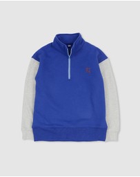 Olive & The Captain - Cobalt Cosy Block Zip Jumper- Updated Fit
