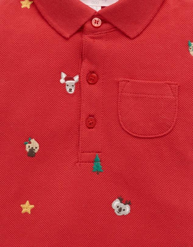 Purebaby - Christmas Polo Growsuit-Kids-Babies