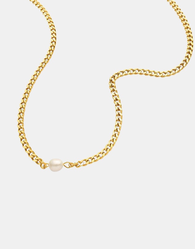 Pastiche - Eliah Pearl Necklace-Gold plated stainless steel