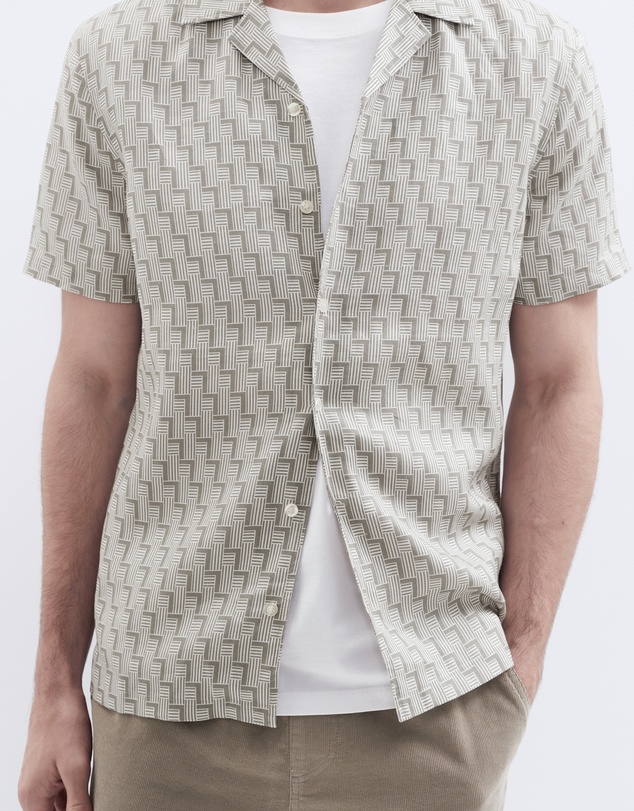 UNISON - Linen Geo Print Resort Shirt