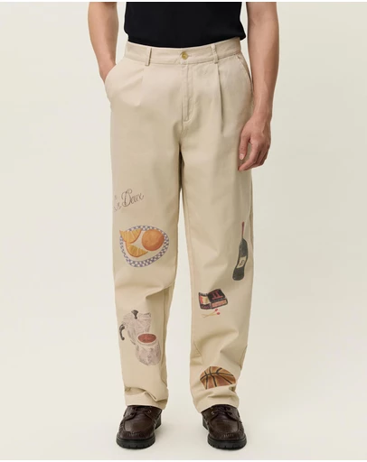 Les Deux - Romeo Pleated AOP Canvas Pants
