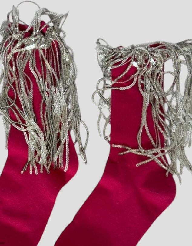 High Heel Jungle - Bowie Cotton Socks With Glitter Fringe
