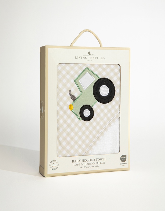 Living Textiles - Organic Hooded Towel - Tractor Ride