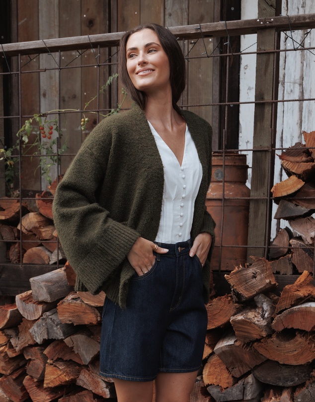 Petal & Pup - Fern Wide Sleeve Cardigan - Olive