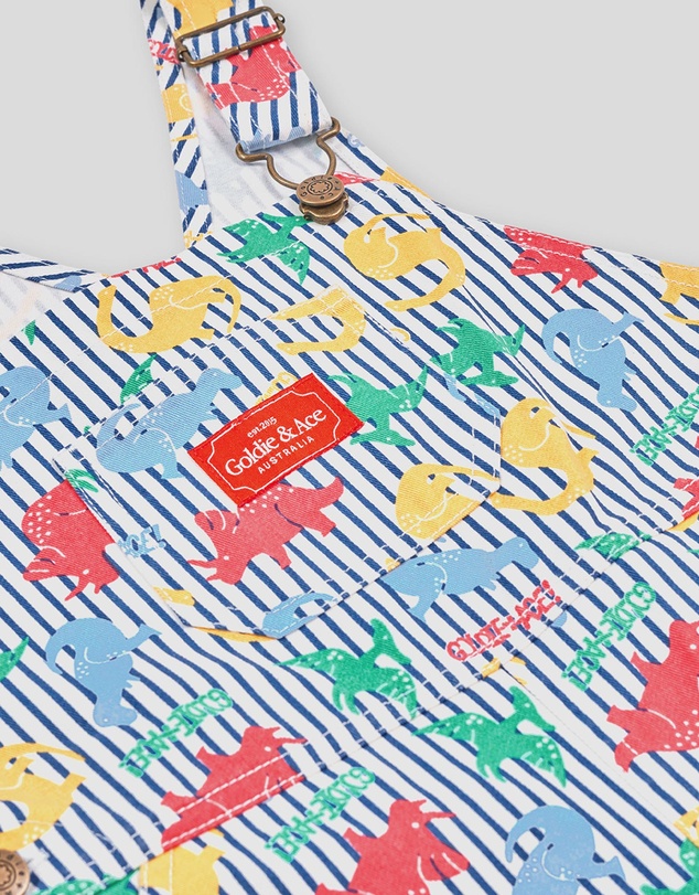 Goldie + Ace - Dino Print Burton Overalls - Babies-Kids