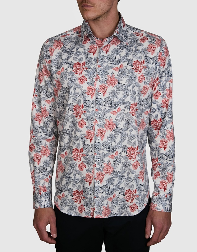 Abelard - Outline Print Slim Fit Shirt