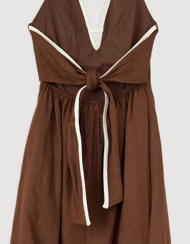 Revibe - Repaired AERE Zali Linen Halter Midi Dress - AU 6