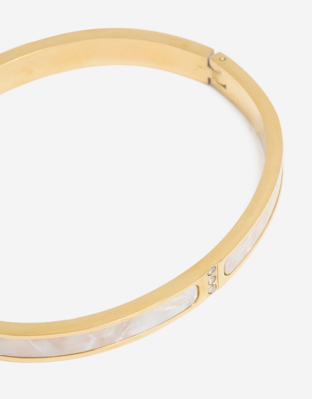 Lovisa - Waterproof Gold Plated Stainless Steel Pearl Inlay Hinge Bangle