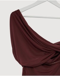 Revibe - Repaired CHANCERY Margot One Shoulder Drape Maxi Dress - AU 14