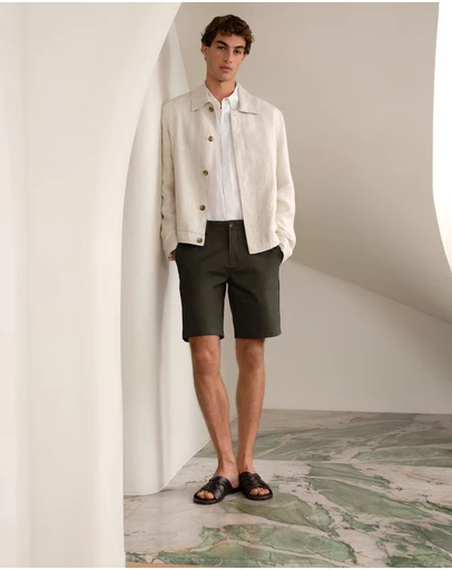 Trenery - Cotton Twill Chino Short in Dark Olive
