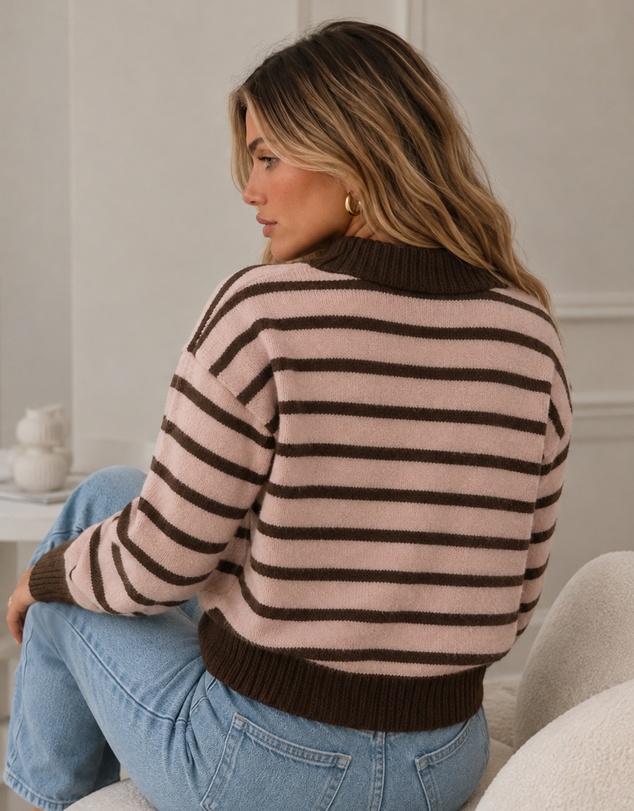 Esther & Co - Tanner Knit - Pink Stripe