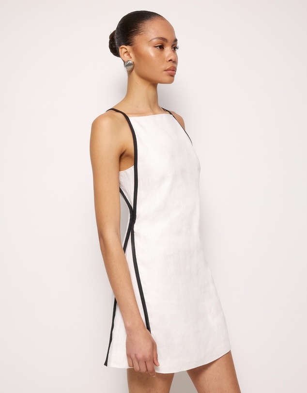 AERE - Tova Contrast Linen Mini Dress