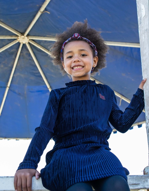 Quapi - Kaisa Long Sleeve Rib Velour Dress - Kids-Teens